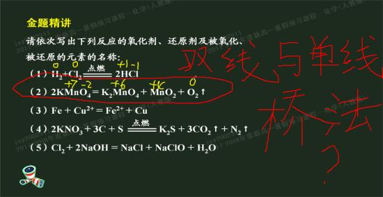 高锰酸钾分解的双钱桥法和单线桥法怎么画?_