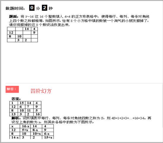 这不是四阶幻方吗?为啥出在这了?_初一数学