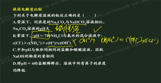 NH4CL中铵根与氯离子 浓度相同 虽然_高三化