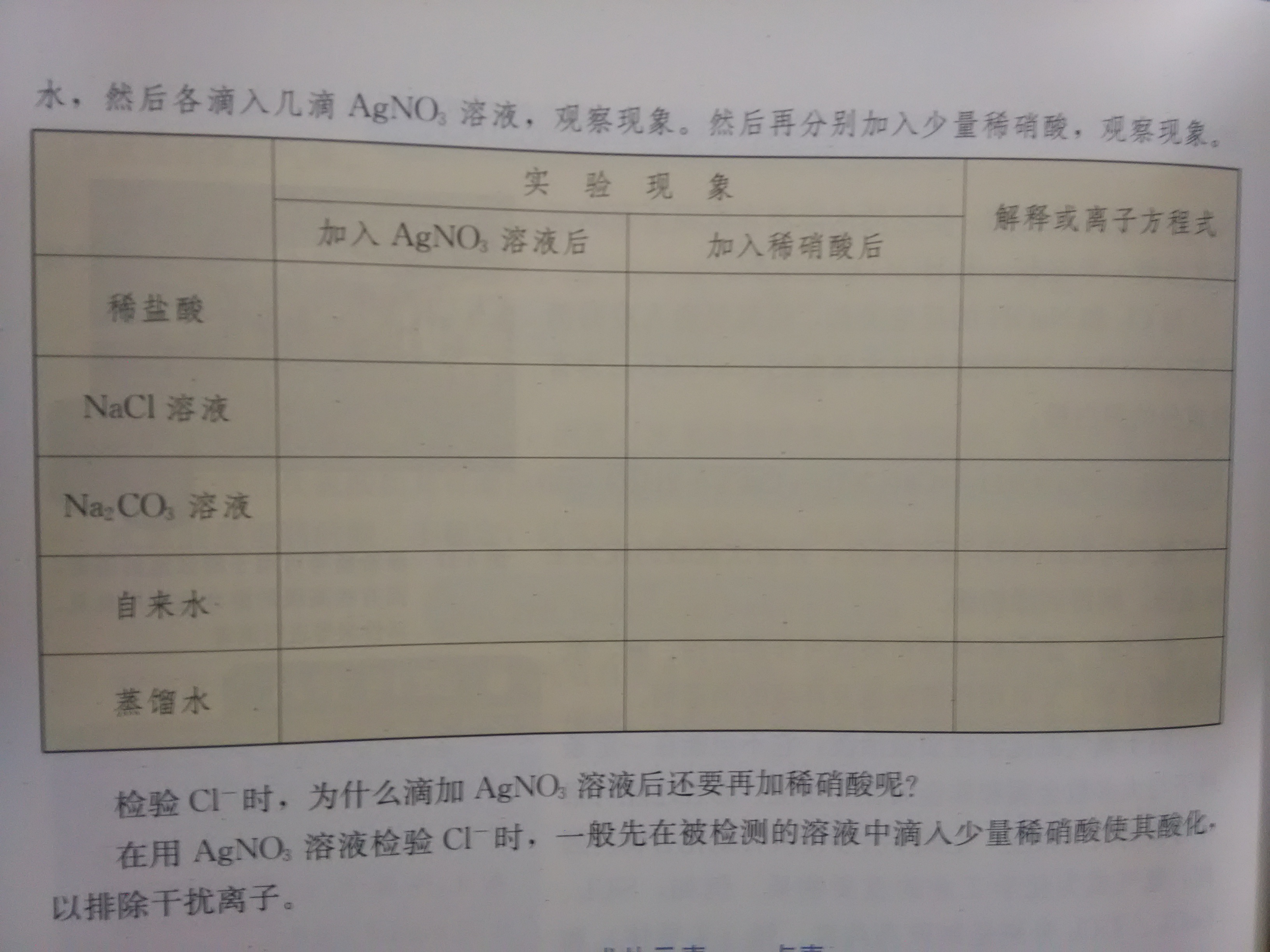 检验氯离子的方法
